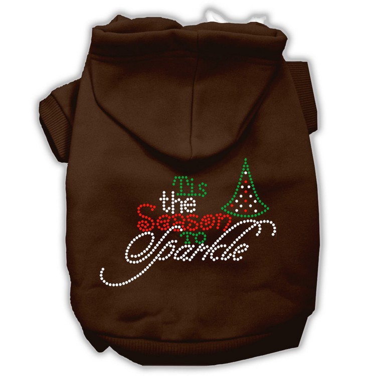 Tis the Season to Sparkle Rhinestone Dog Hoodie Brown XXL